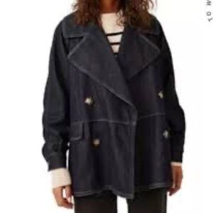 Free People Denim Car Coat
